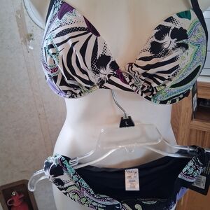 Skye Swimwear Black and Green Patterned Bikini Set